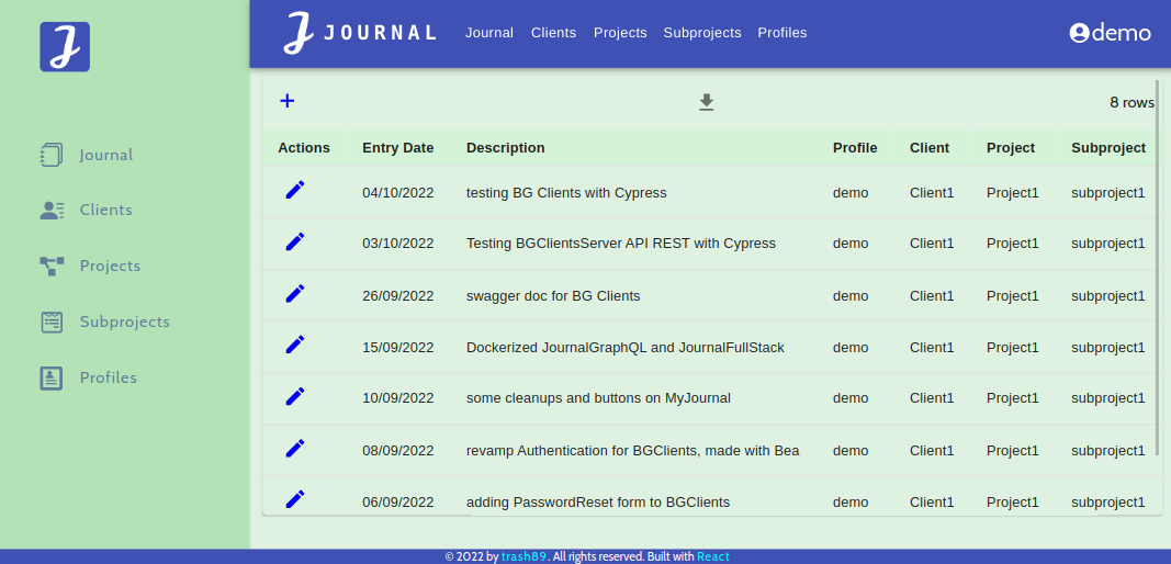 MyJournal - online journal of activities